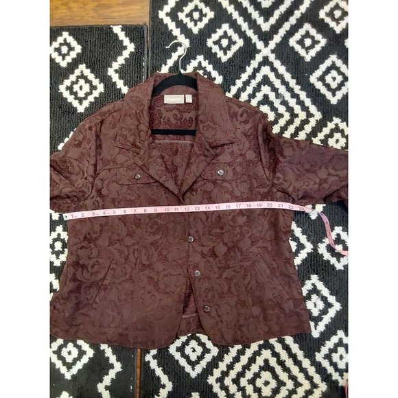 Croft and Barrow Brown Floral Embossed 4 pocket Jacket. Size XL. Grannycore - Picture 7 of 16